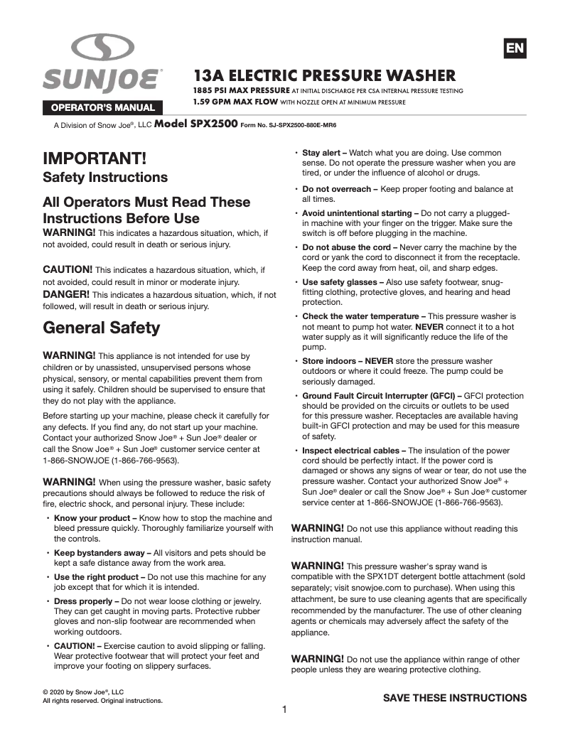 Image de la première page du manuel de l'appareil SPX2500