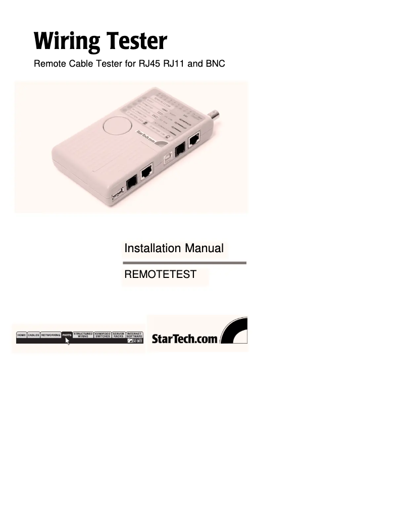 Page 1 de la notice Manuel utilisateur StarTech.com REMOTETEST