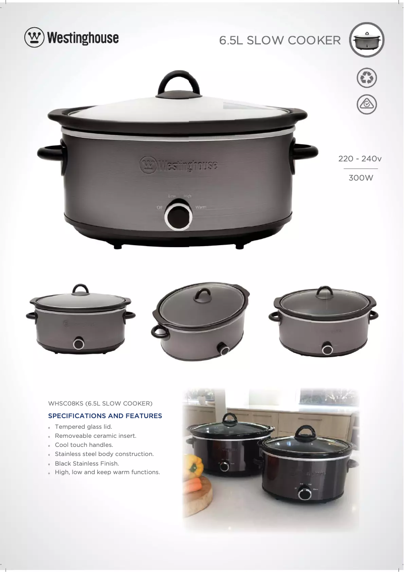 Page 1 de la notice Fiche technique Westinghouse WHSC08KS