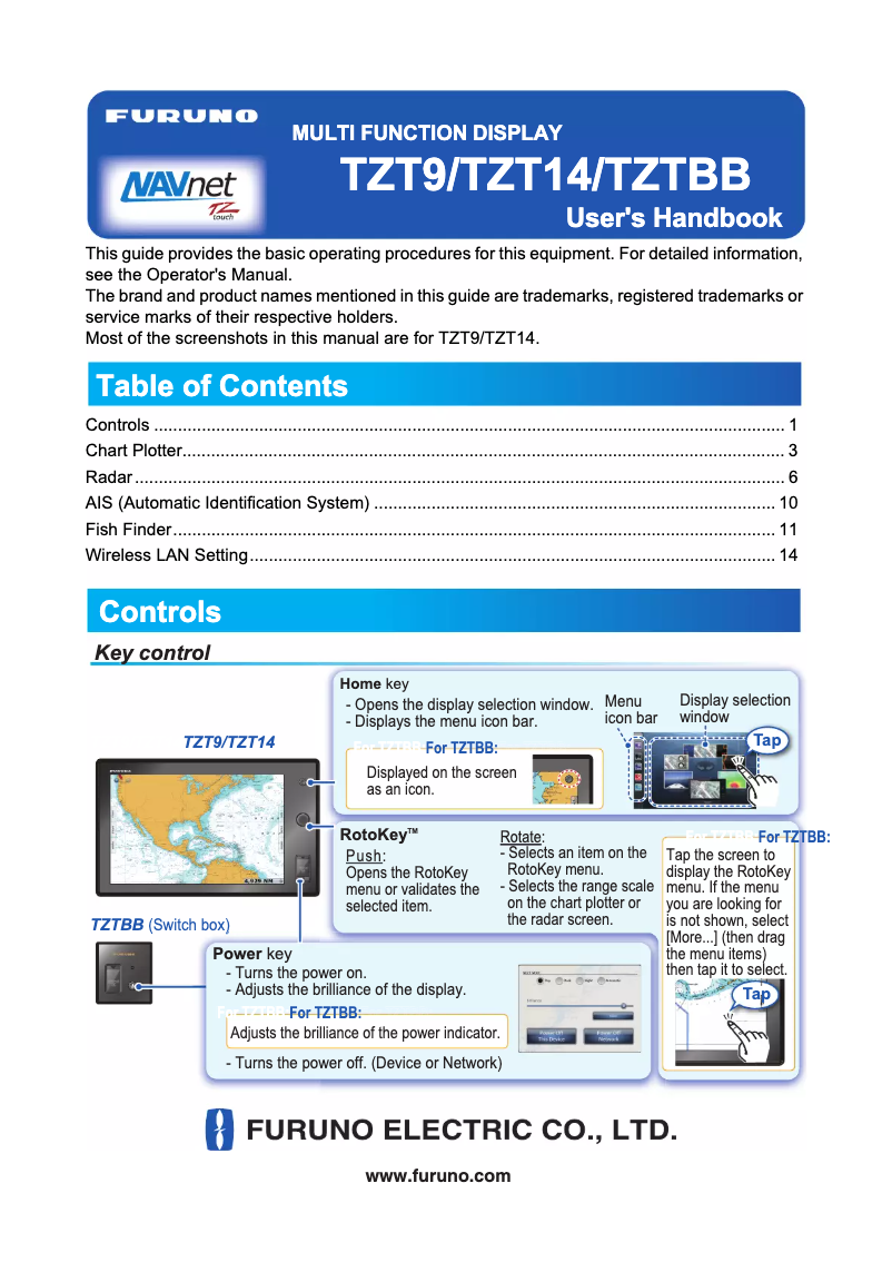 Page 1 de la notice Manuel utilisateur Furuno TZTBB