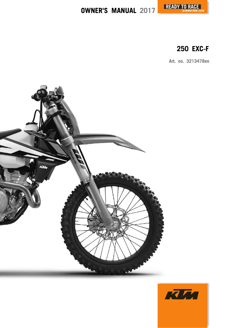 Image de la première page du manuel de l'appareil 250 EXC-F CKD (2017)