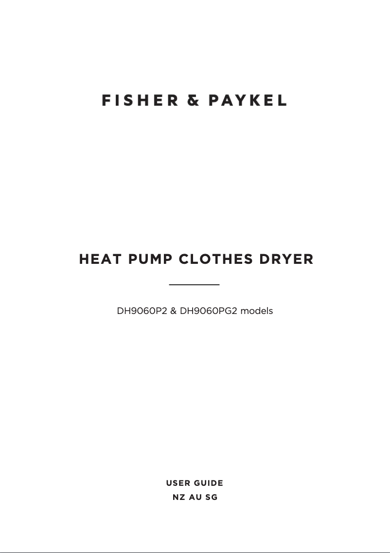 Page 1 de la notice Manuel utilisateur Fisher & Paykel DH9060PG2