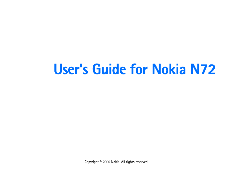 Page 1 of the manual User Manual Nokia N72