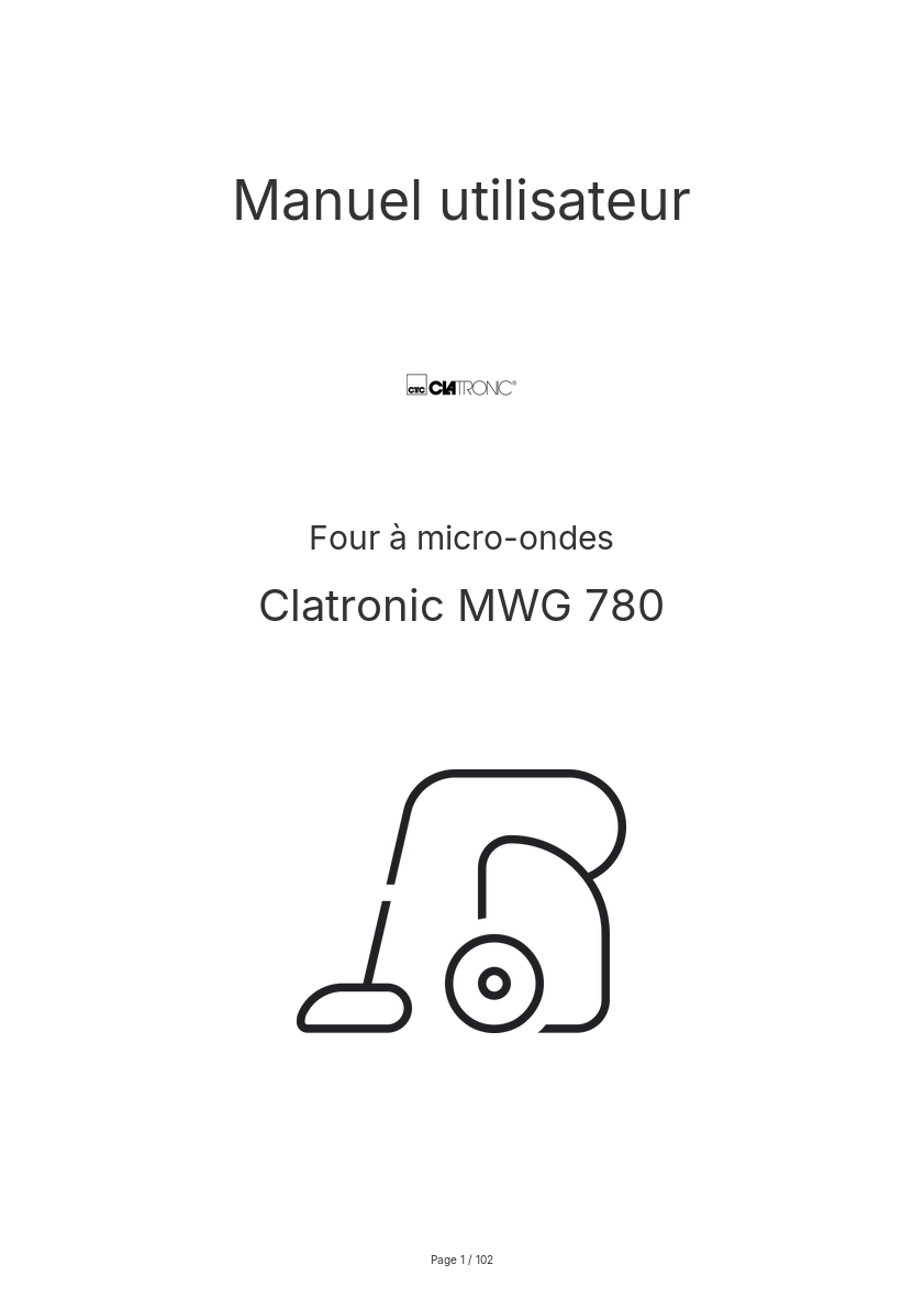 Page n°1 - Manuel utilisateur Clatronic MWG 780