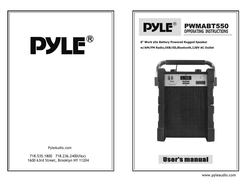 Page 1 of the manual User Manual Pyle PWMABT550