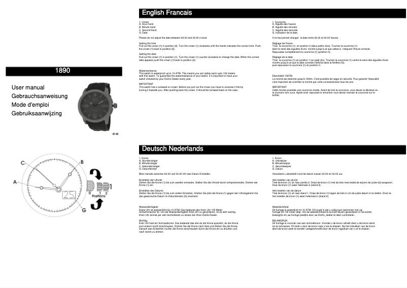 Page 1 de la notice Manuel utilisateur Davis 1890