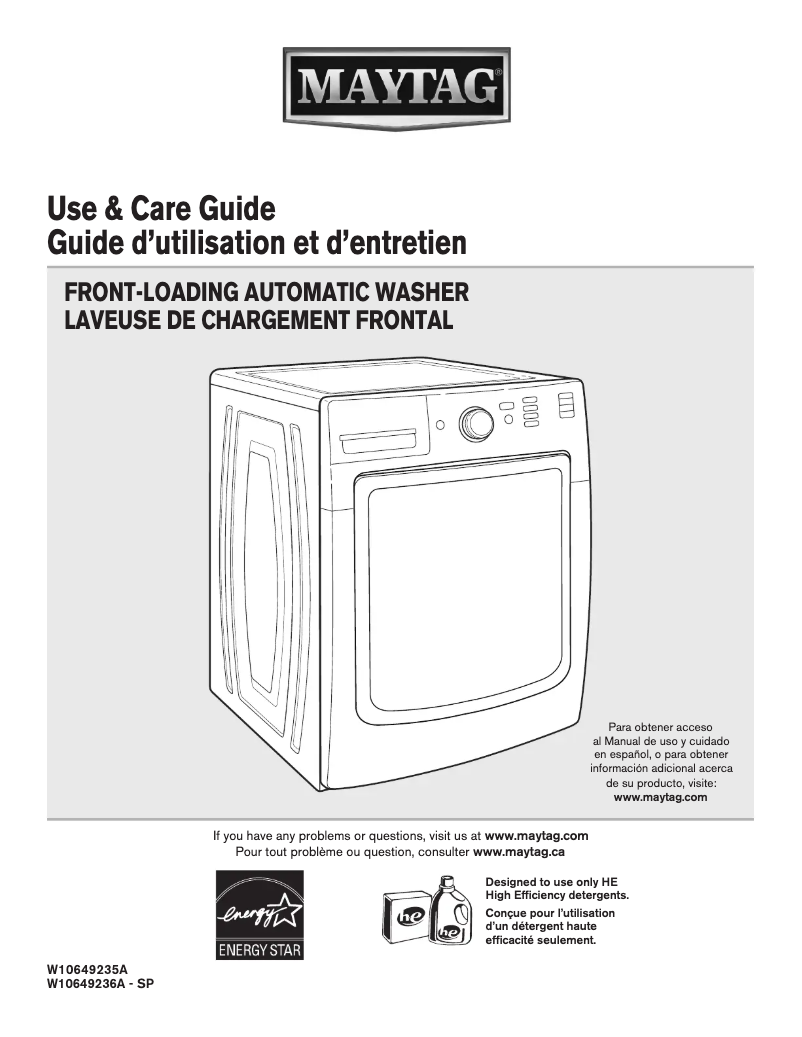 Page n°1 - Manuel utilisateur Maytag MHW3100DW Maxima