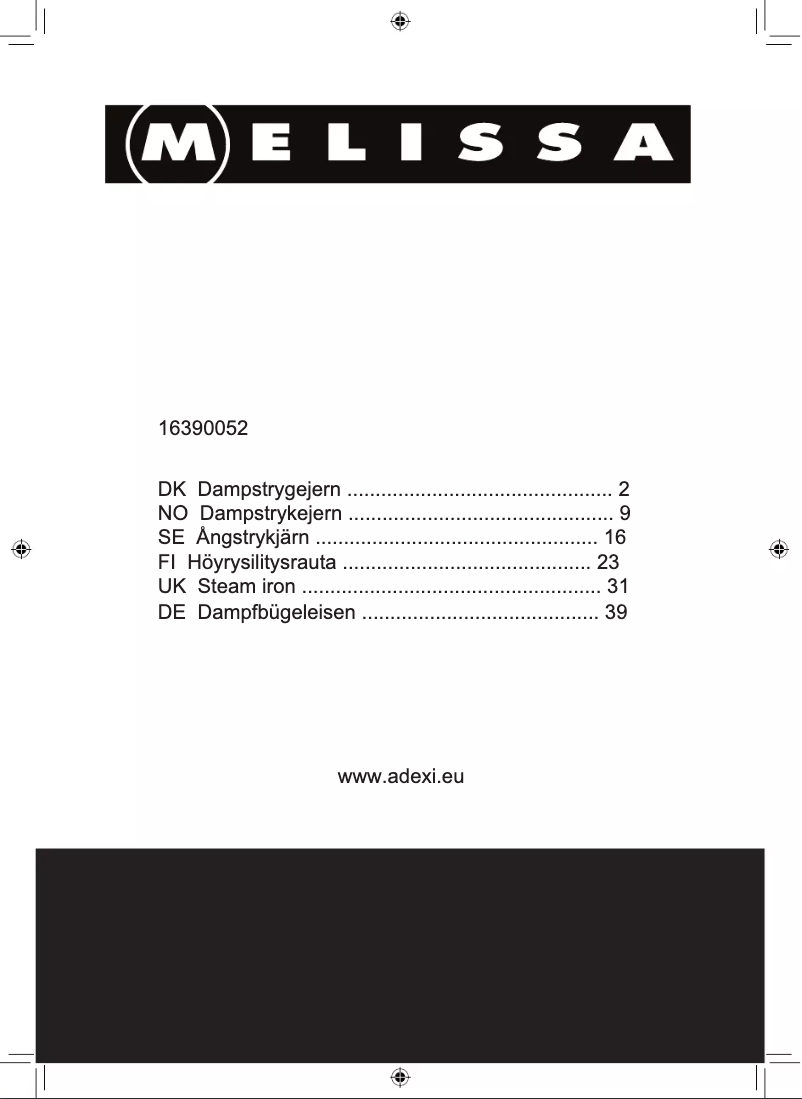 Page n°1 - Manuel utilisateur Melissa 16390052