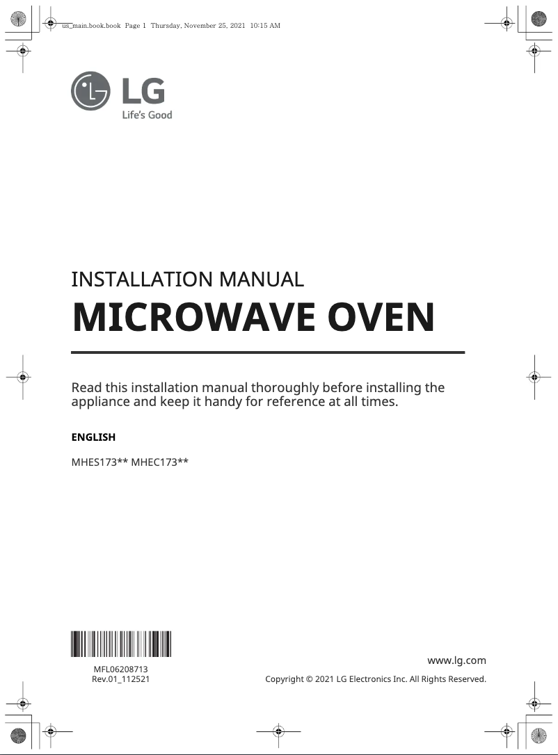 Page n°1 - Guide d'installation LG MHEC1737F