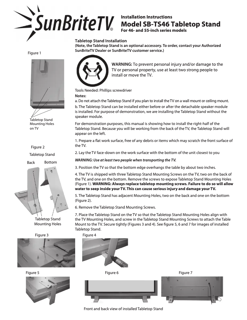 Page 1 de la notice Manuel utilisateur SunBriteTV SB-TS46