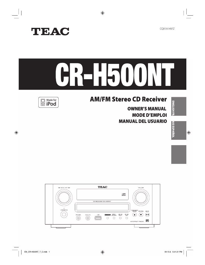 Page 1 de la notice Manuel utilisateur Teac CR-H500NT S