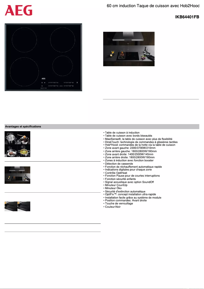 Page n°1 - Fiche technique AEG IKB64401FB