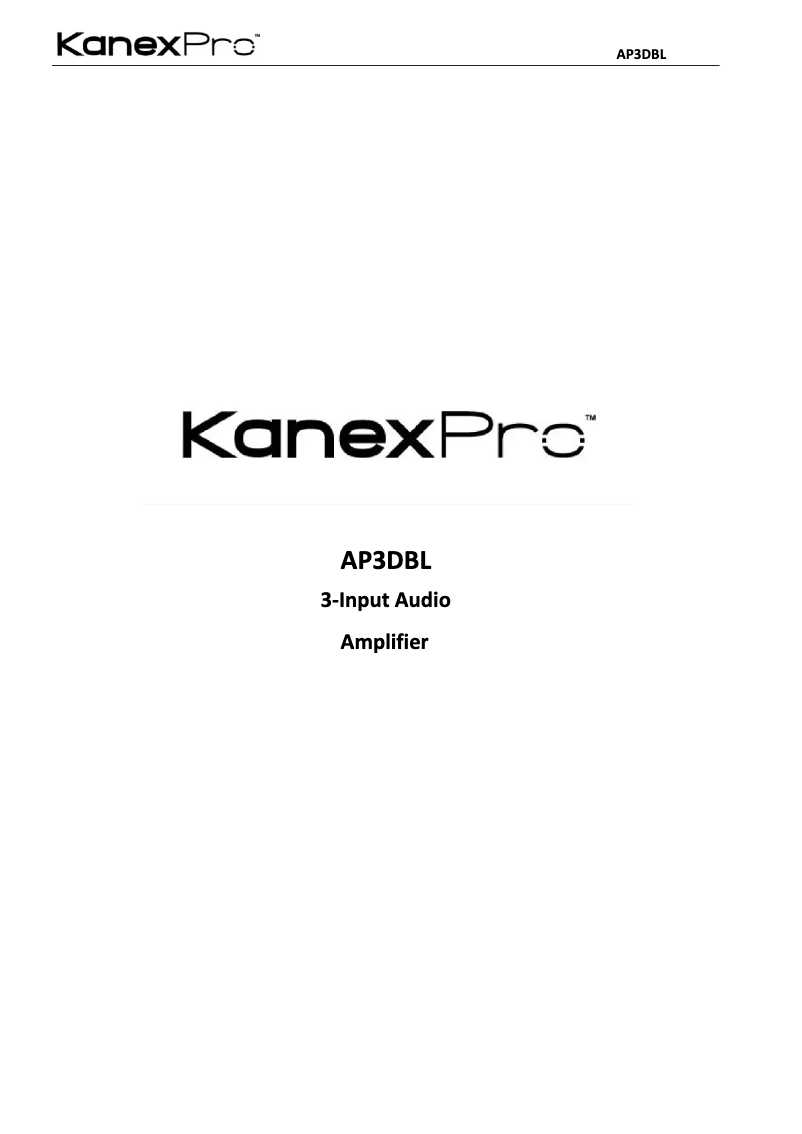 Page n°1 - Manuel utilisateur KanexPro AP3DBL