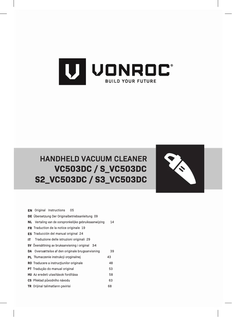 Page n°1 - Manuel utilisateur Vonroc VC503DC