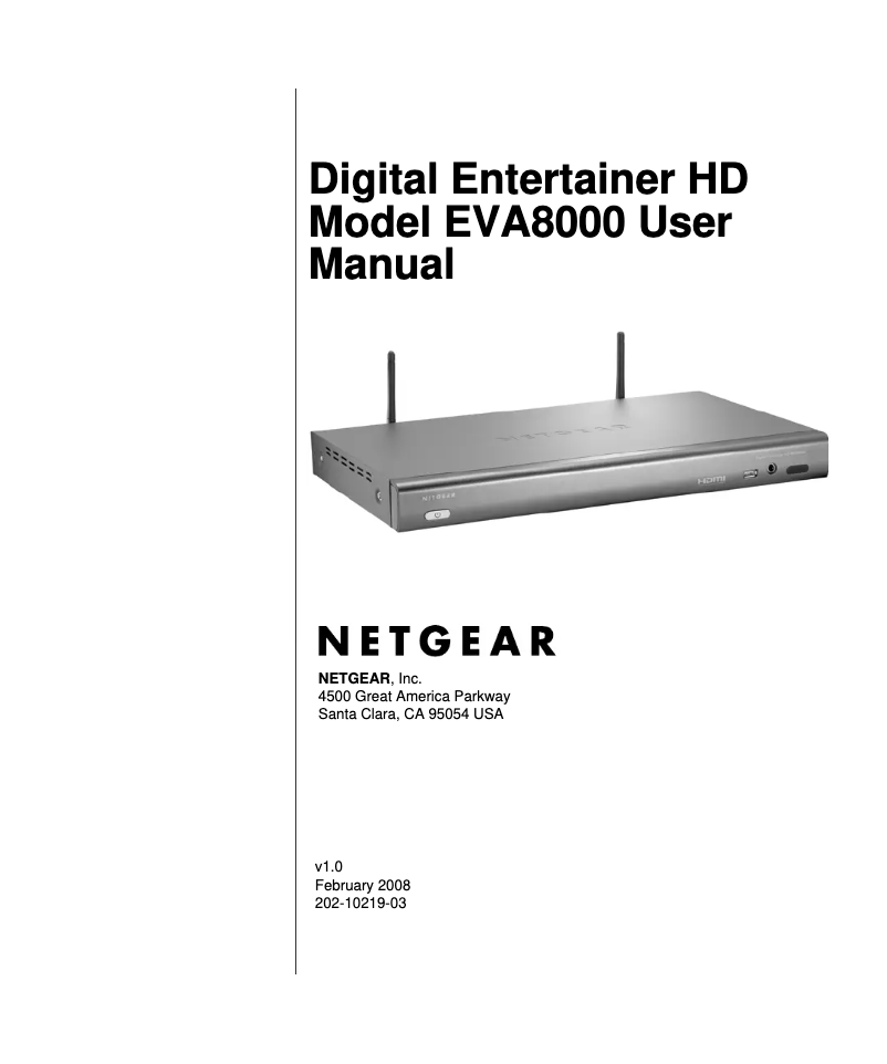 Page n°1 - Mode d'emploi Netgear EVA8000