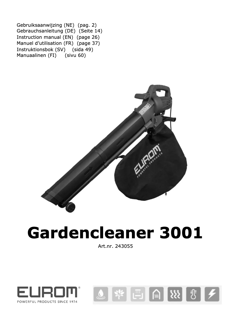 Page n°1 - Manuel utilisateur Eurom Gardencleaner 3001