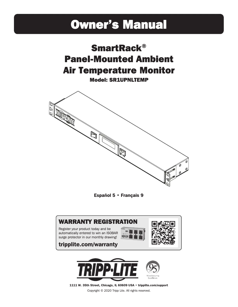 Page n°1 - Manuel utilisateur Tripp Lite SmartRack SR1UPNLTEMP
