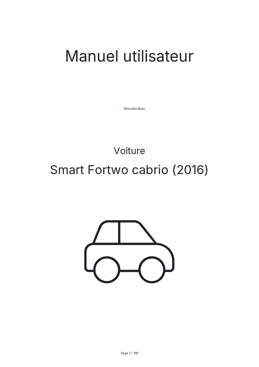 Page 1 de la notice Manuel utilisateur Smart Fortwo cabrio (2016)