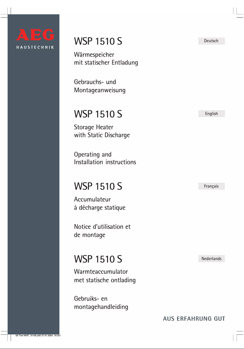 Image de la première page du manuel de l'appareil WSP 1510 S