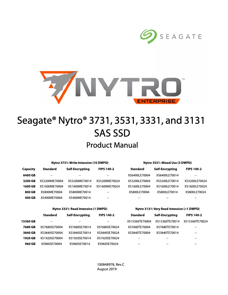 Page 1 de la notice Manuel utilisateur Seagate Nytro 3331