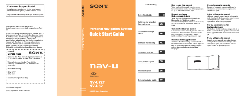 Page n°1 - Manuel utilisateur Sony NV-U72TC