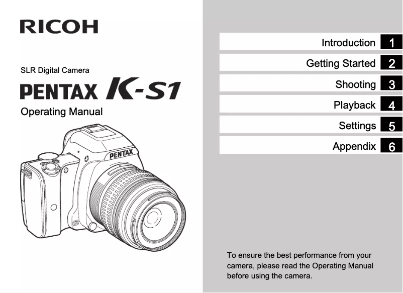 Page n°1 - Manuel utilisateur Ricoh K-S1