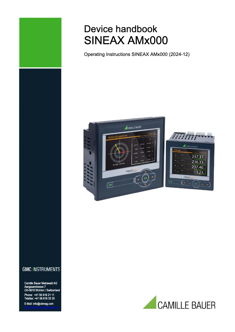 Imagen de la primera página del manual del dispositivo SINEAX AM3000