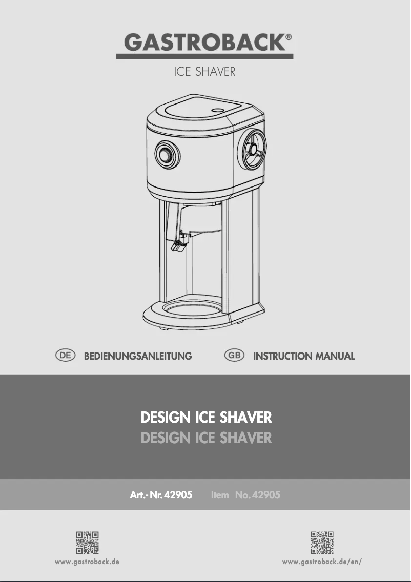 Image de la première page du manuel de l'appareil Design Ice Shaver 42905