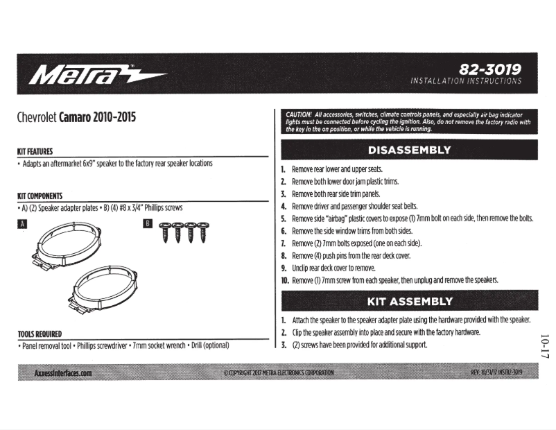 Page 1 de la notice Manuel utilisateur Metra 82-3019