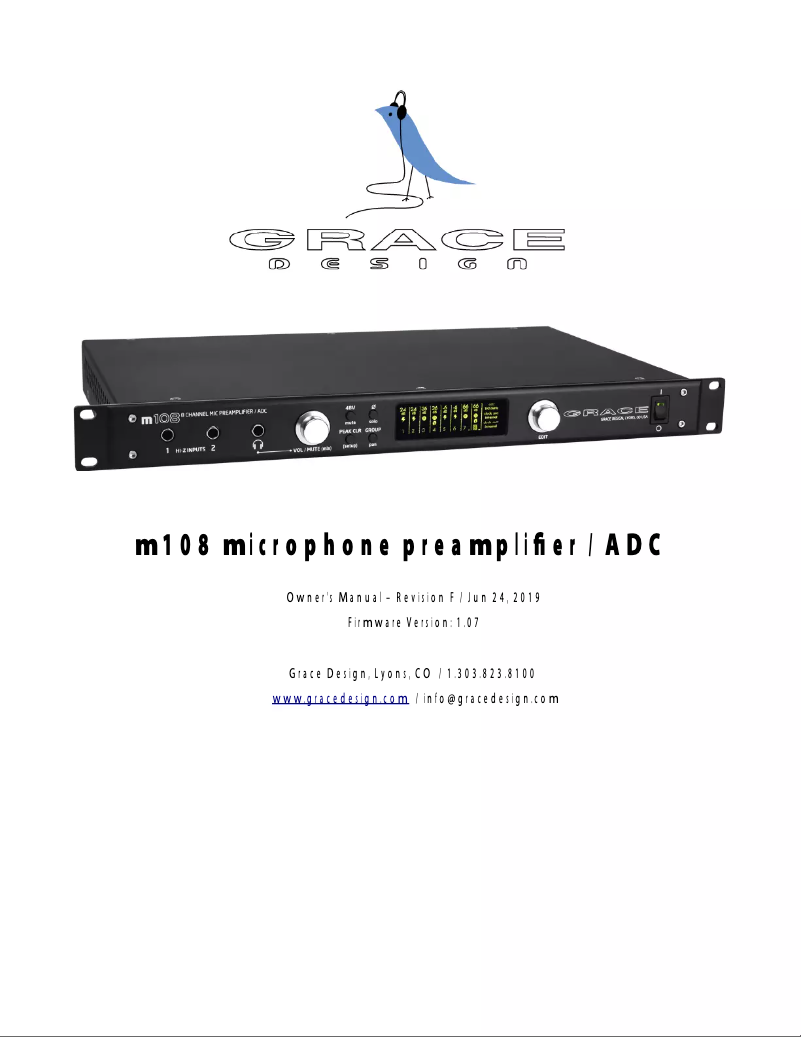 Page 1 de la notice Manuel utilisateur Grace Design M108