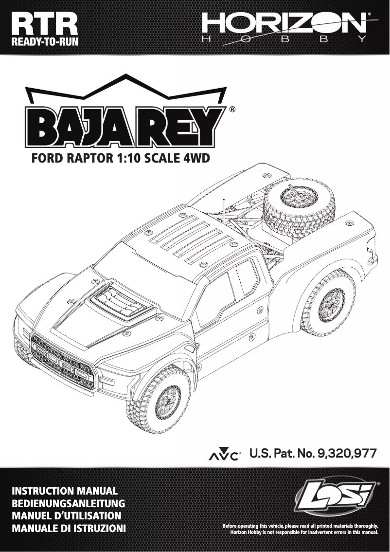 Image de la première page du manuel de l'appareil Ford Raptor Baja Rey