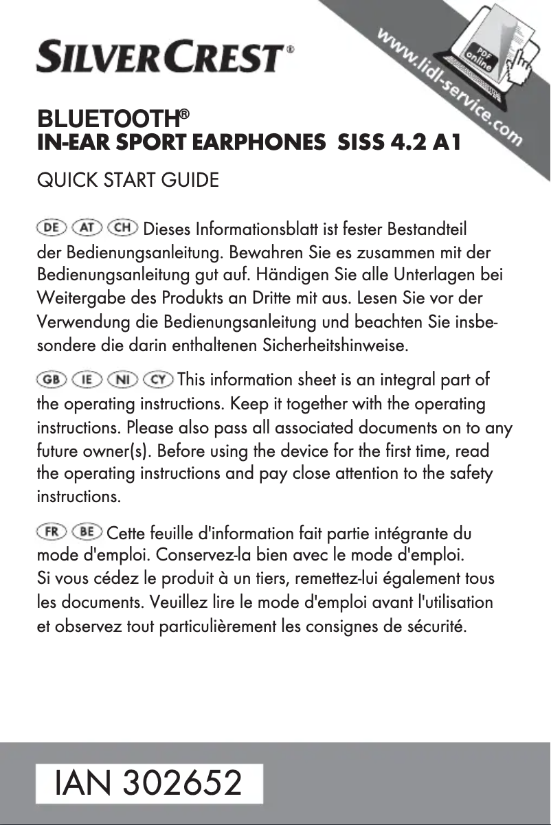 Page 1 de la notice Manuel utilisateur SilverCrest SISS 4.2 A1