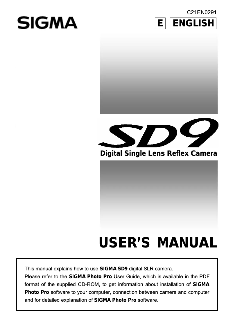 Page n°1 - Manuel utilisateur Sigma SD9