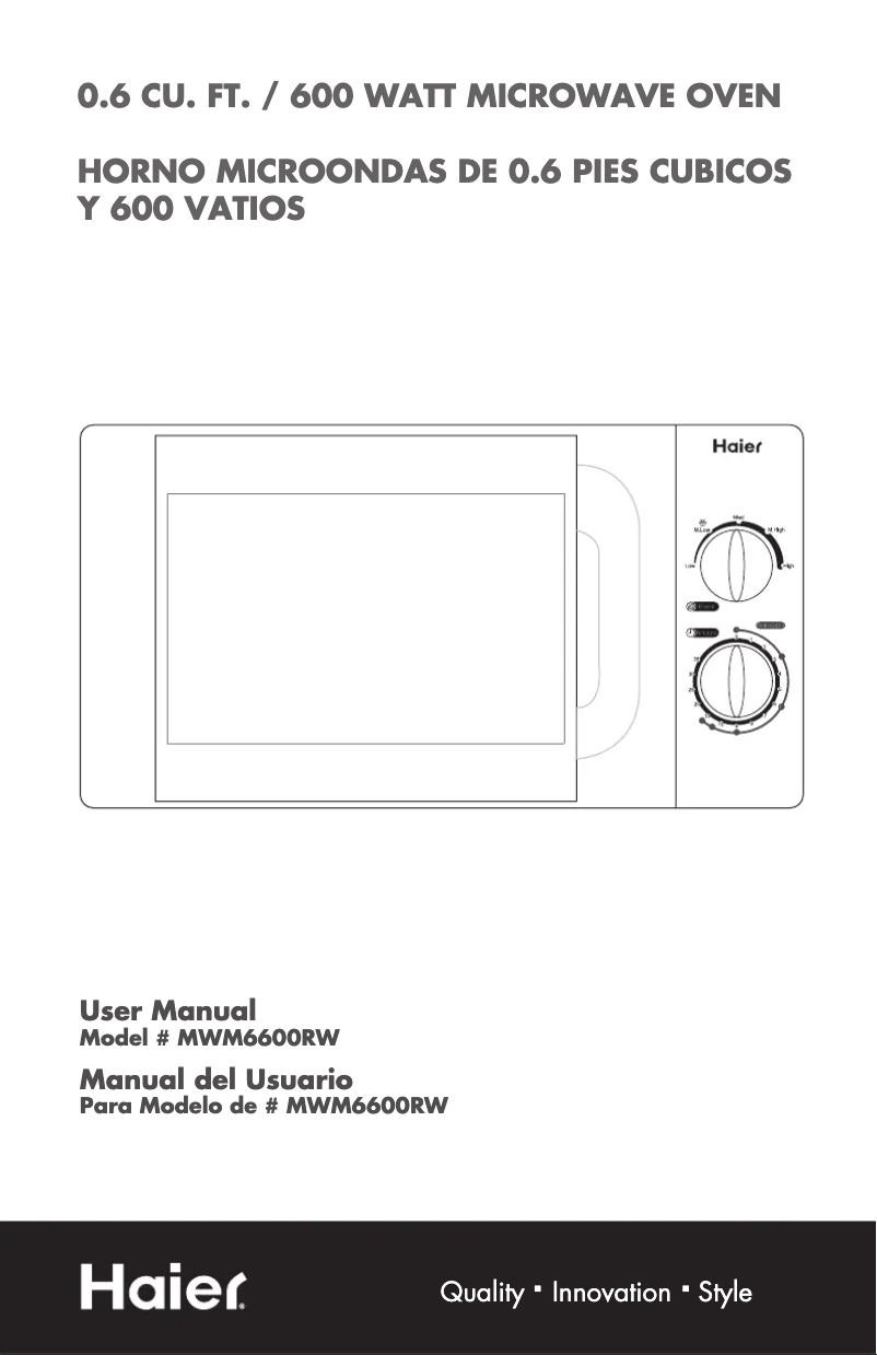 Page 1 de la notice Manuel utilisateur Haier MWM6600RW