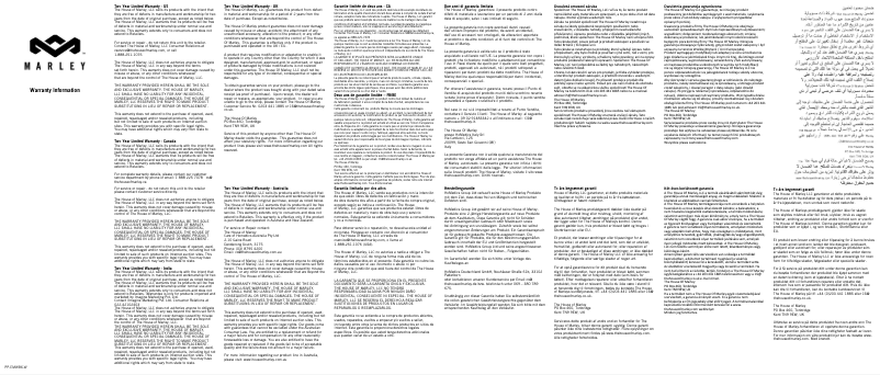 Page n°1 - Informations de garantie House of Marley Get Together EM-JA006