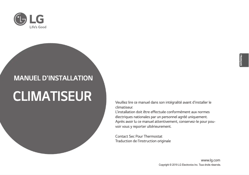 Page 1 de la notice Manuel utilisateur LG PDRYCB300