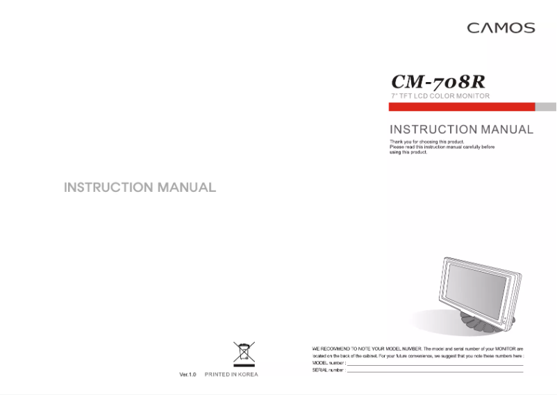 Imagen de la primera página del manual del dispositivo CM-708