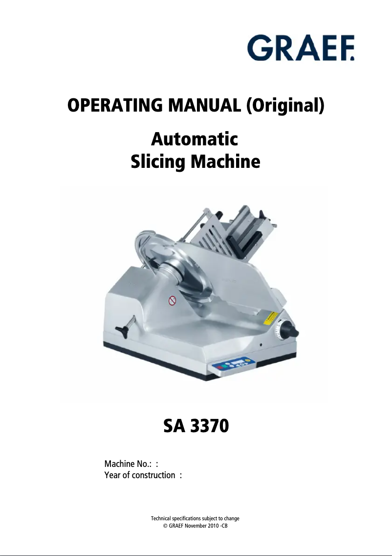 Page 1 de la notice Manuel utilisateur Graef SA 3370
