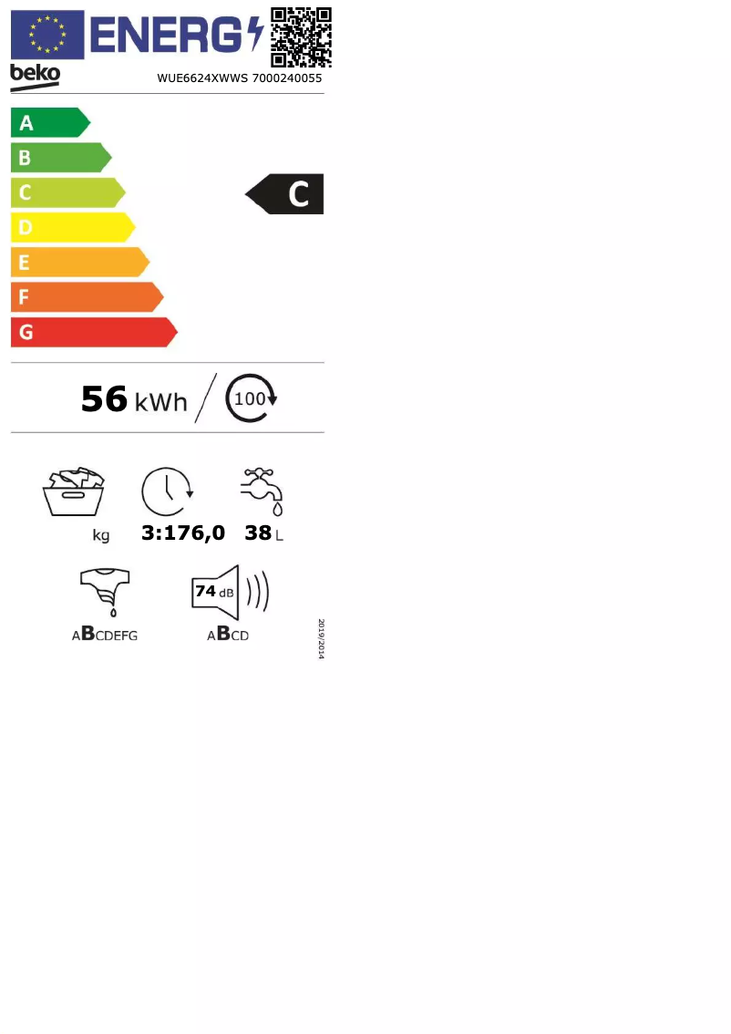 Page 1 de la notice Manuel utilisateur Beko WUE6624XWWS
