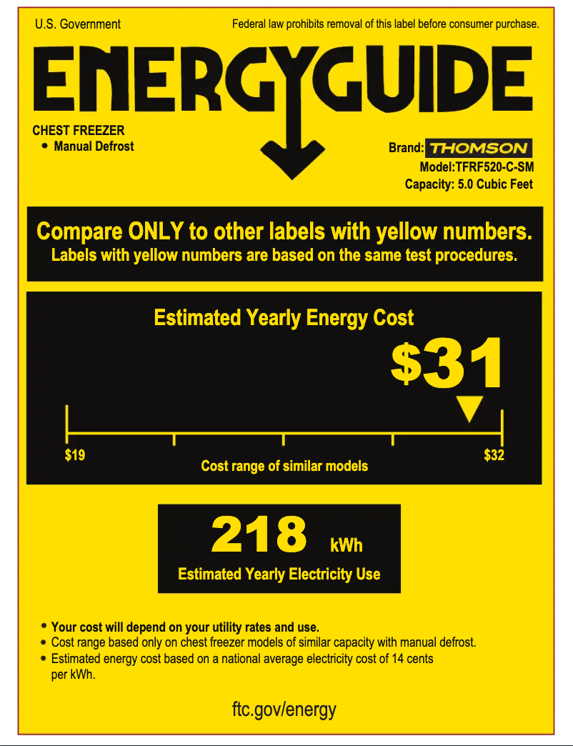 Page n°1 - Label énergétique Thomson TFRF520-C-SM