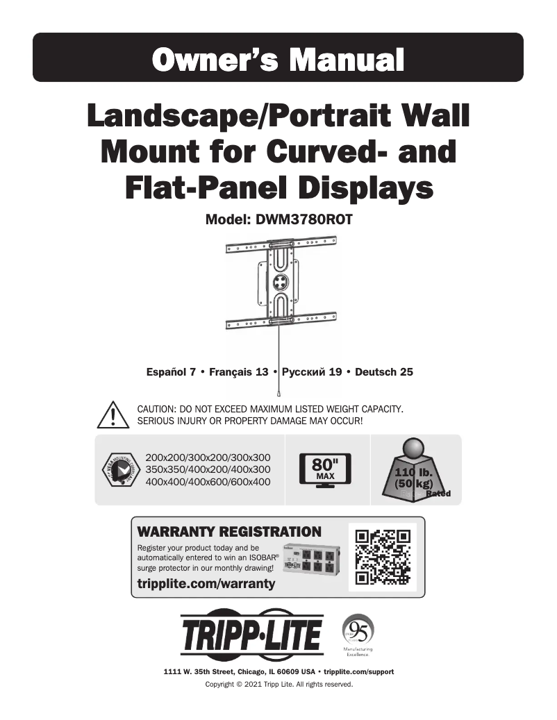 Page 1 de la notice Manuel utilisateur Tripp Lite DWM3780ROT