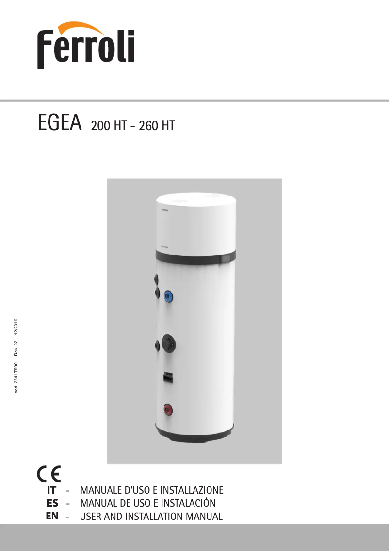 Page 1 de la notice Manuel utilisateur Ferroli Egea Ht
