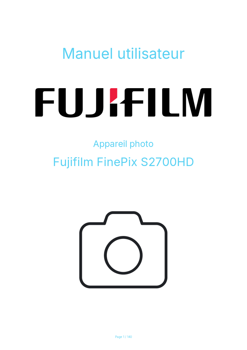 Page n°1 - Manuel utilisateur Fujifilm FinePix S2700HD