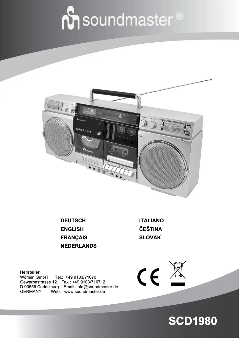 Page 1 de la notice Manuel utilisateur Soundmaster SCD1980