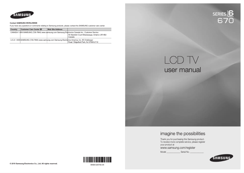 Image de la première page du manuel de l'appareil LN46C670M1F