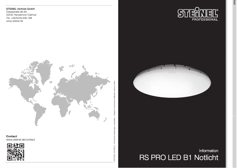 Page 1 de la notice Manuel utilisateur Steinel RS PRO B1 Notlicht S