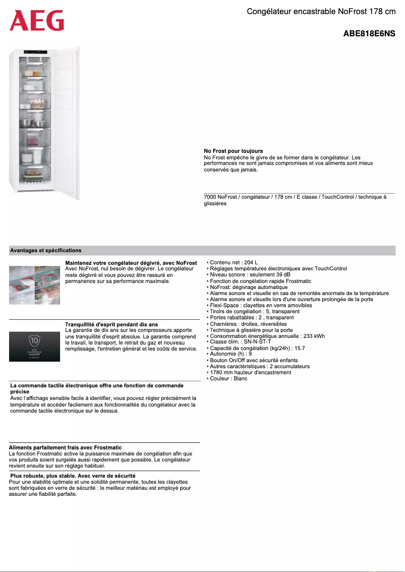Page n°1 - Fiche technique AEG ABE818E6NS