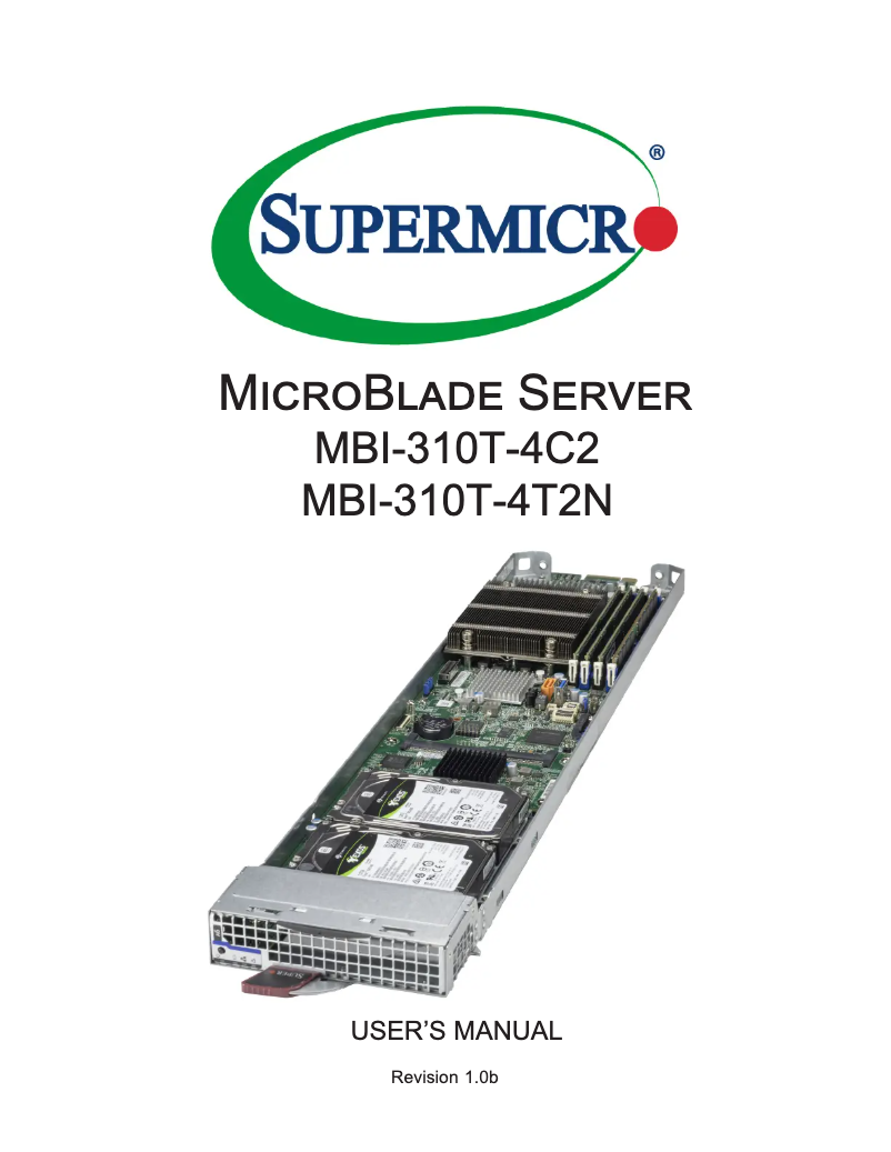 Page 1 de la notice Manuel utilisateur Supermicro MicroBlade MBS-314E-310T