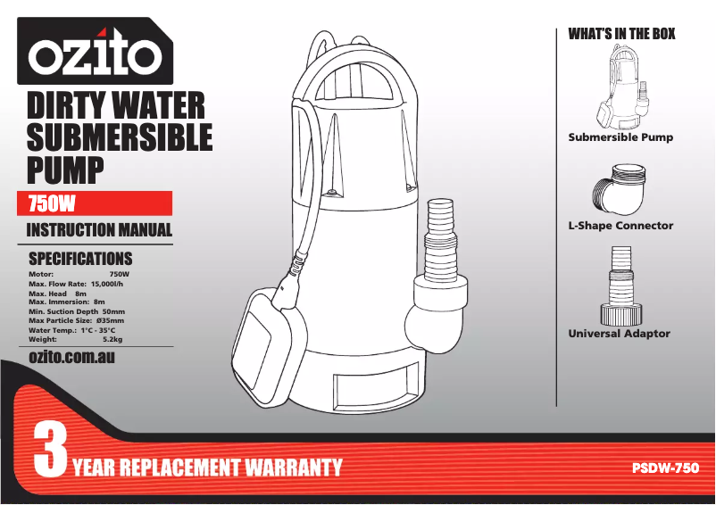 Página 1 del manual Manual de usuario Ozito PSDW-750