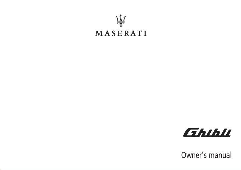 Page n°1 - Manuel utilisateur Maserati Ghibli (2019)